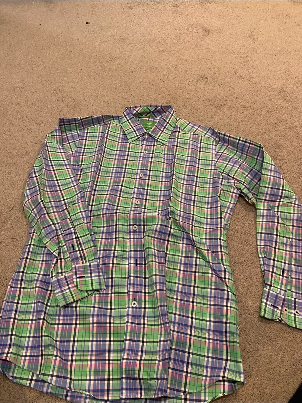Men's Green Plaid Button-Up Shirt
